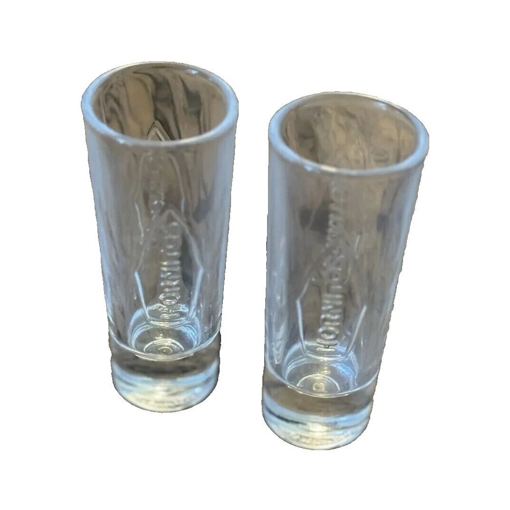 Hornitos Shot Glasses Set of 2 - 4" Clear Glass Embossed Logo Barware